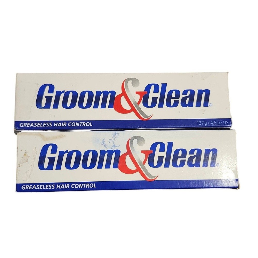 Lot of 2 Groom & Clean Greaseless Hair Control 4.5oz Discontinued Water Rinsable